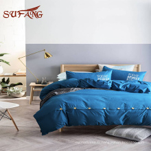 Linge de lit d&#39;hôtel / Cutomized hot printing 300TC drap de lit en bambou avec feuille supérieure